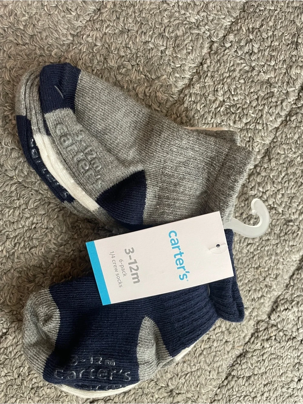 Toddler  6-Pack Ankle Socks - Navy, Gray & Cream